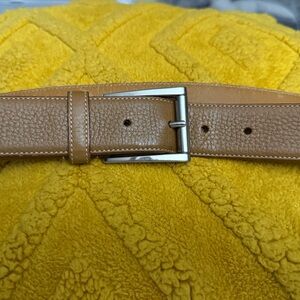 Prada Tan Leather Belt with Silver Buckle